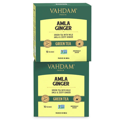 Amla Ginger Green Tea – Vahdam – 15 Tea bags