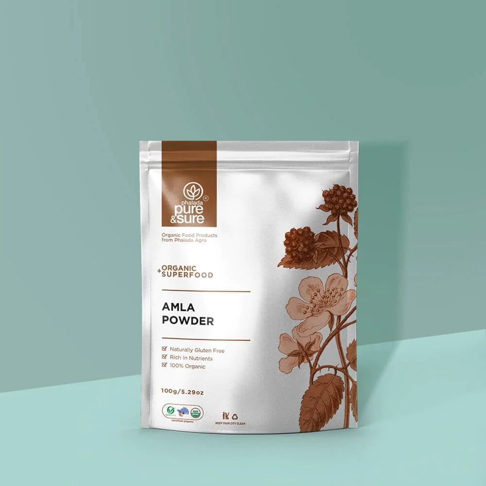 Amla Powder | USDA Organic - Gluten Free, Rich In Nutrients, Non Gmo, Preservatives Free, No Artificial Colours & Flavours - Pure And Sure - 100gm