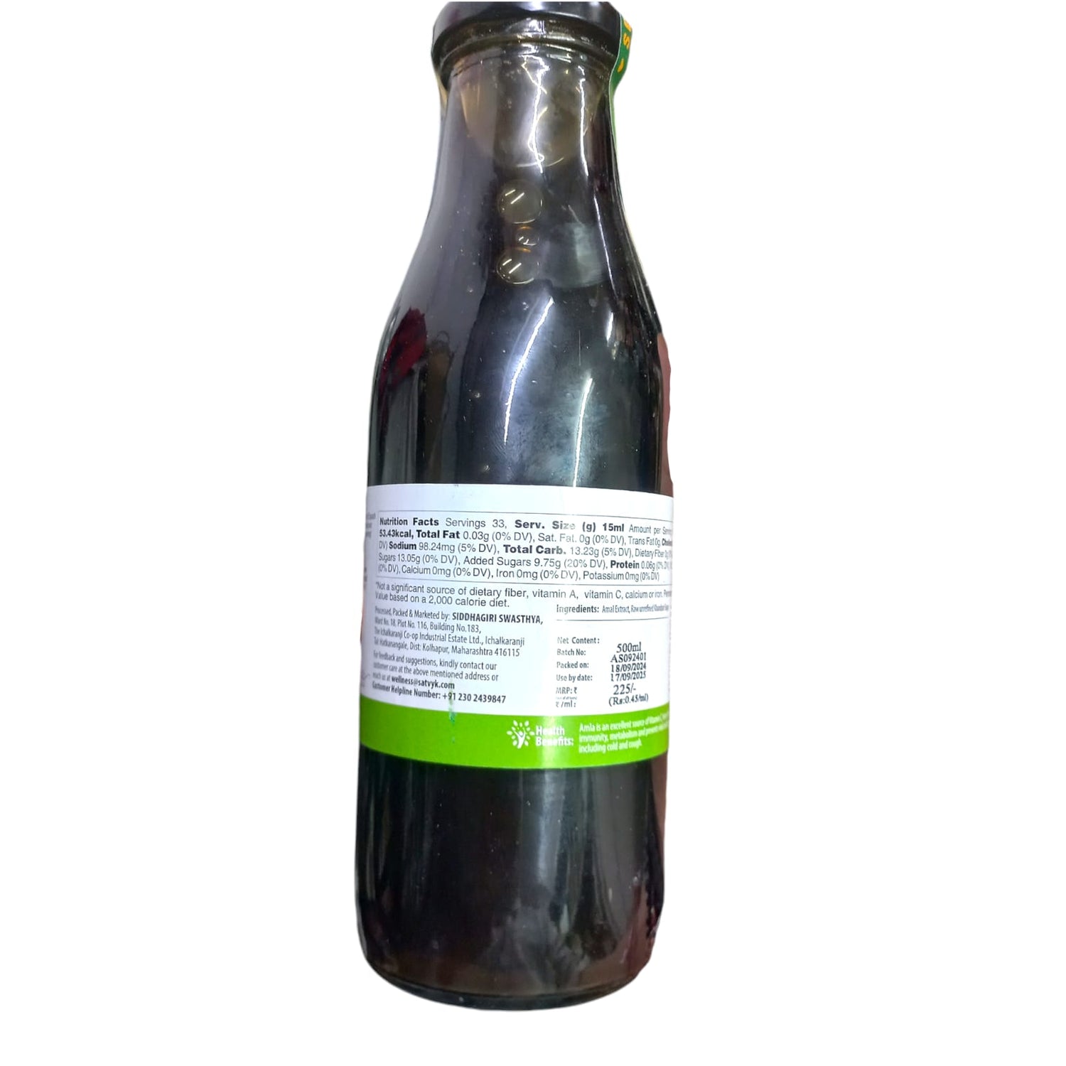 Amla Squash | 100% Natural – No Artificial Preservatives, No Added Color &amp;amp; No Added Synthetic Preservatives – Satvyk – 500ml