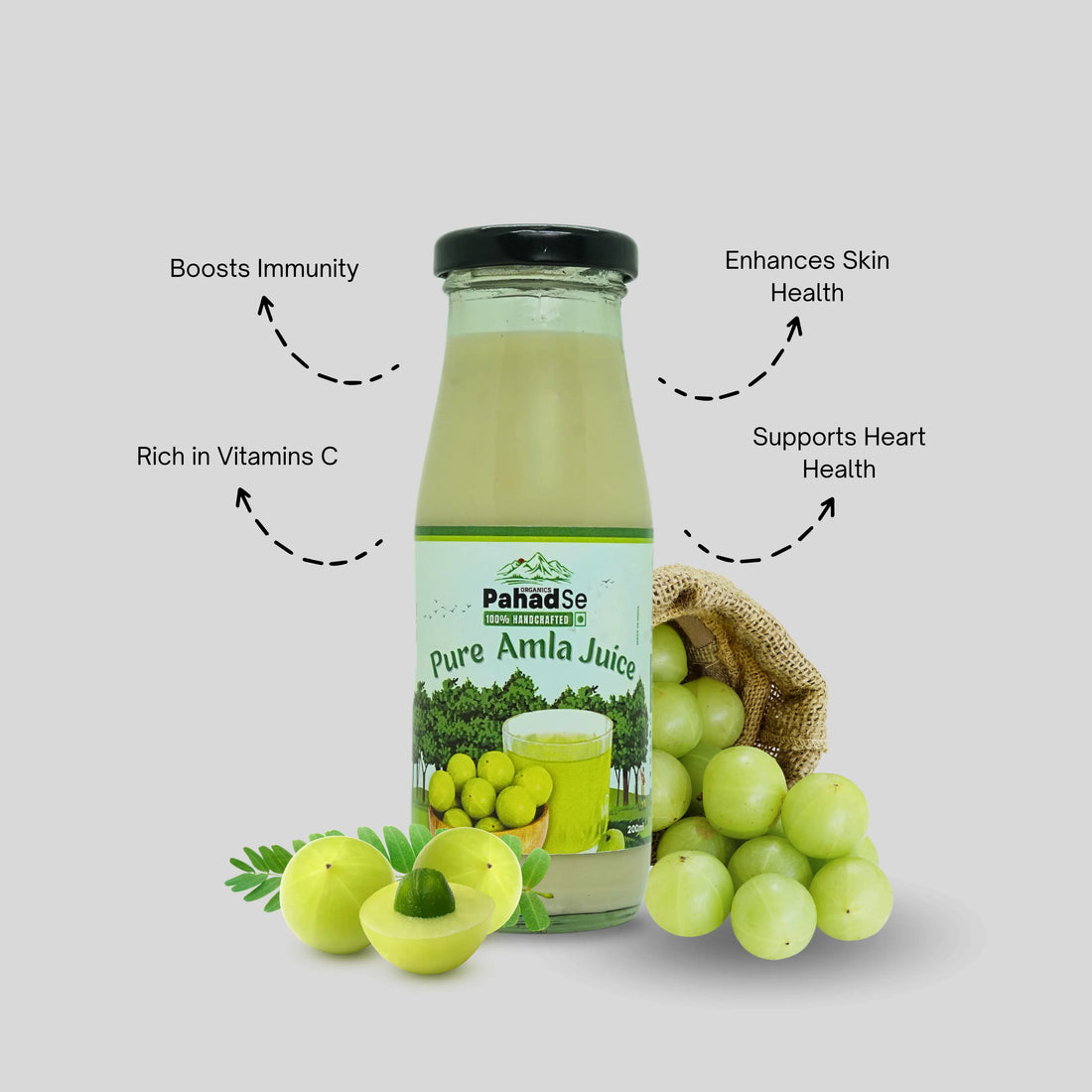 Amla Juice | Pure - 100% Handcrafted – Natural – No Preservatives & No Artificial Colors - Pahad Se – 200ml