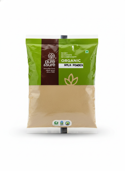 Amla Powder | USDA Organic - Gluten Free, Rich In Nutrients, Non Gmo, Preservatives Free, No Artificial Colours &amp;amp; Flavours - Pure And Sure - 100gm