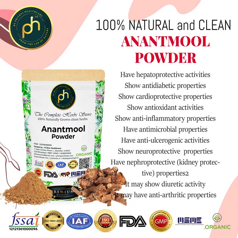Anantmool Powder | Naturally Grown Clean Herb - Ph Organic - 100gm