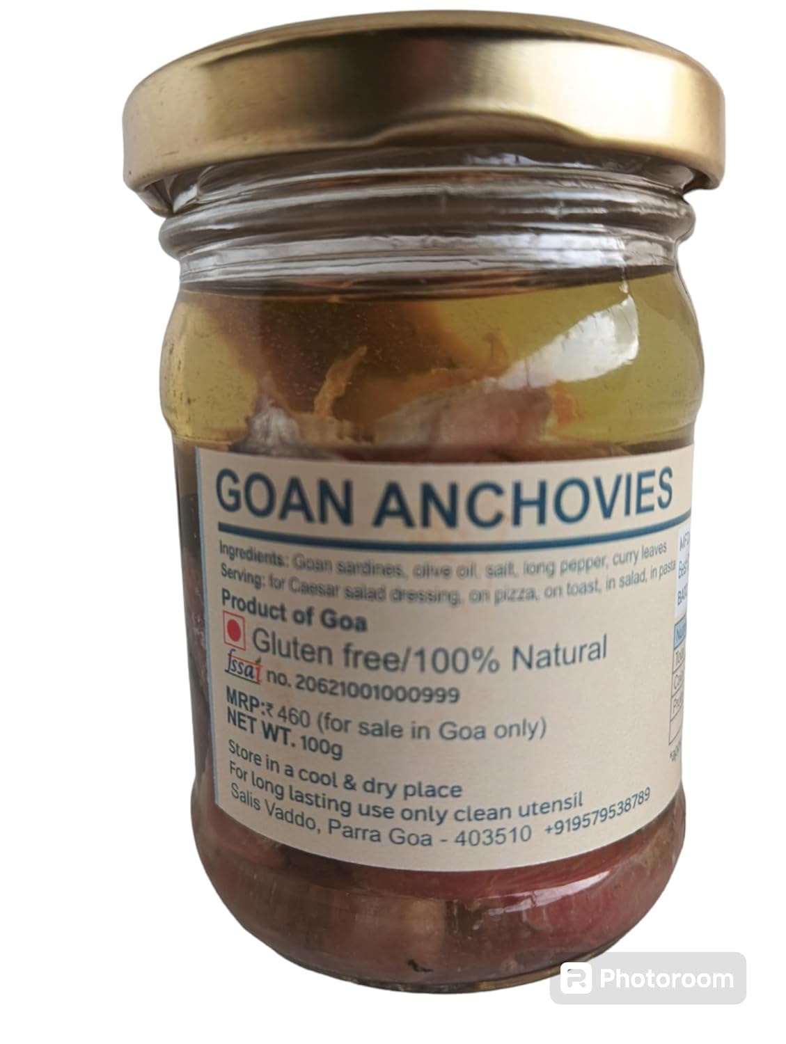 Anchovies | Goan Anchovies In Olive Oil - Ready To Eat - 100% Natural - Gluten Free - GOAJARS - 100gm
