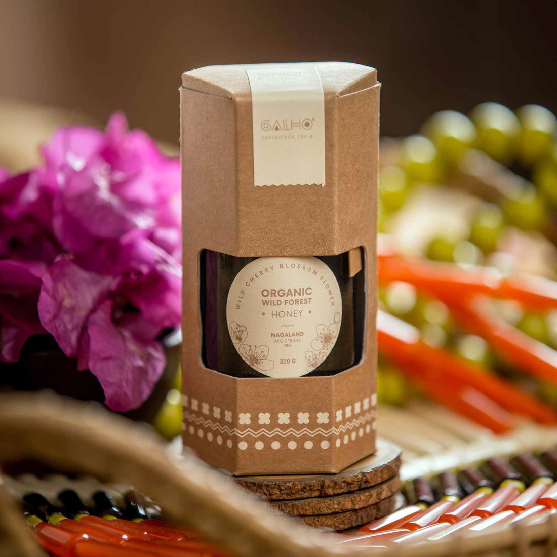 Honey | Organic Wild Forest Honey (Wild Cherry Blossom Flower) - Apis Cerana Bee - Nagaland - 100% Pure & Natural - Galho - 320gm