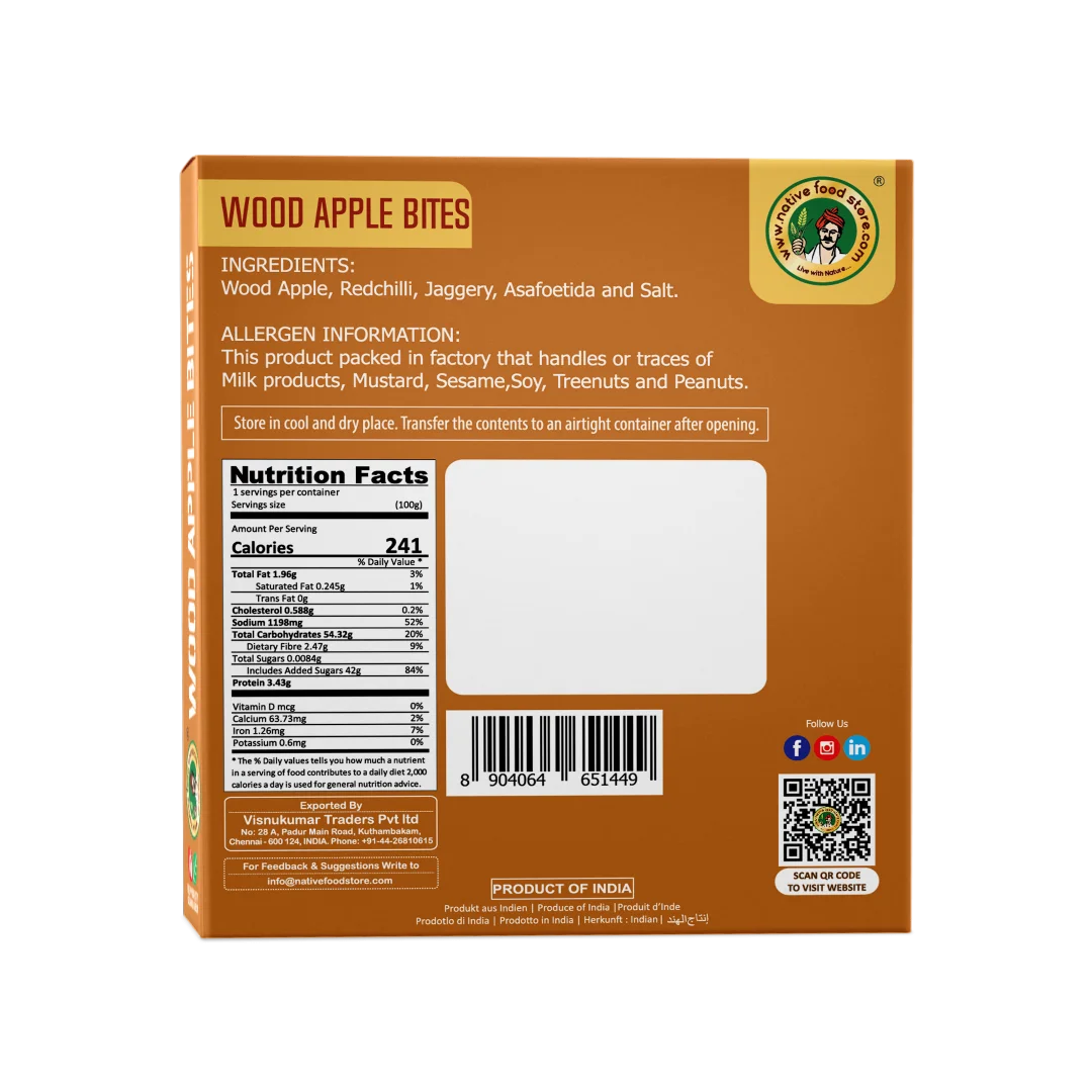 Apple Bites | Wood (Sweet &amp; Spicy) -Natural - Preservatives Free - Native Food Store - 100gm