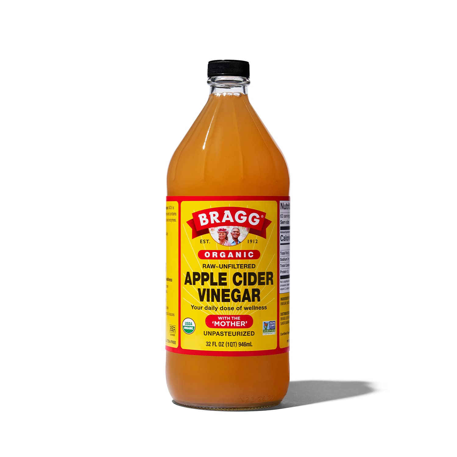 Raw Apple Cider Vinegar With The Mother - Unfiltered &amp; Unpasteurized - Gluten Free - Bragg - 946gm