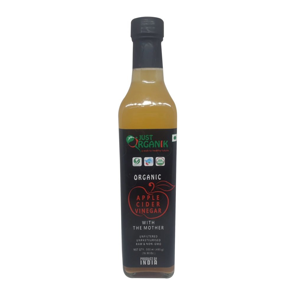 Apple Cider Vinegar | Raw - Unfiltered & Unpasteurized - USDA Organic - Non GMO - Just Organik - 500ml