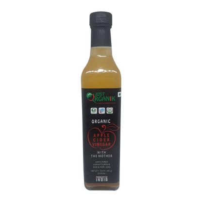 Apple Cider Vinegar | Raw - Unfiltered &amp;amp; Unpasteurized - USDA Organic - Non GMO - Just Organik - 500ml