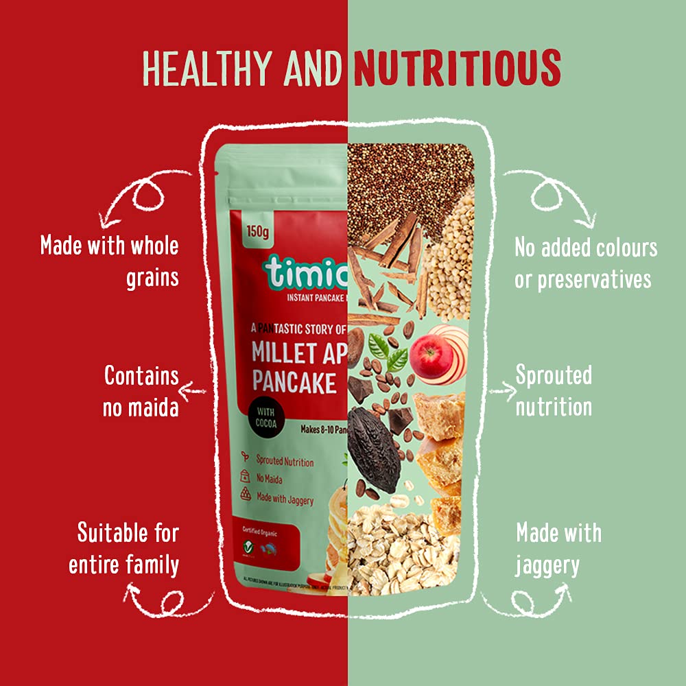 Millet Pancake | Apple Millet Pancake (With Cocoa) - Made With Jaggery - No Maida - Timios – 150gm