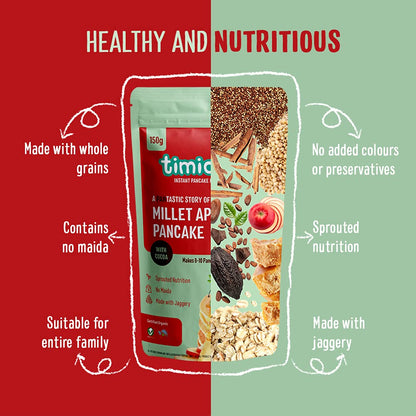 Millet Pancake | Apple Millet Pancake (With Cocoa) - Made With Jaggery - No Maida - Timios – 150gm