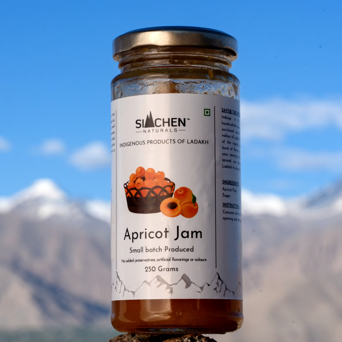 Jam | Apricot Jam - Ladakh - No Added Preservatives, Artificial Flavorings Or No Added Colour - Siachen Naturals - 250gm