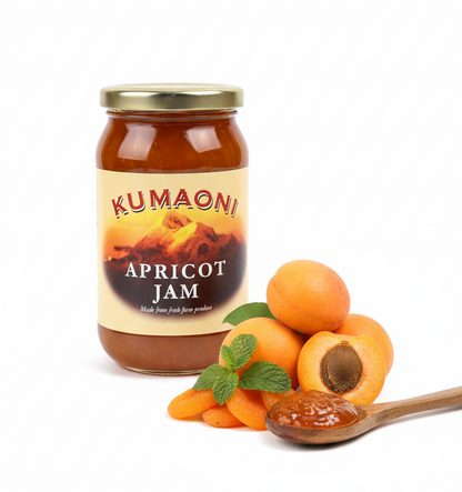 Jam | Apricot Jam - Fresh Farm Produce -No Saturated Fat- No Cholesterol - No Artificial Colours - Kumaoni - 470gm