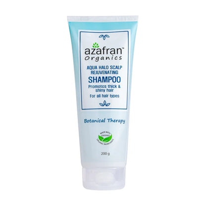 Shampoo | Aqua Halo Scalp Rejuvenating Shampoo - Promotes Thick &amp; Shiny Hair - For All Hair Types - Vegan &amp; Cruelty Free - Azafan Organics - 200gm