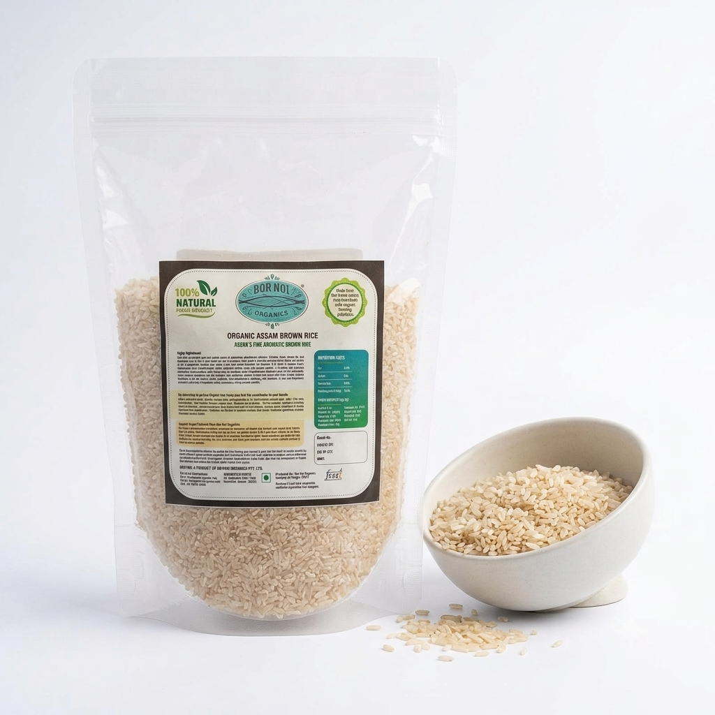 Rice | Aromatic Brown Rice – Straight From The Brahmaputra Valley Farms – The Medicinal Rice From Assam – USDA Organic – BOR-NOI ORGANICS – 1000gm
