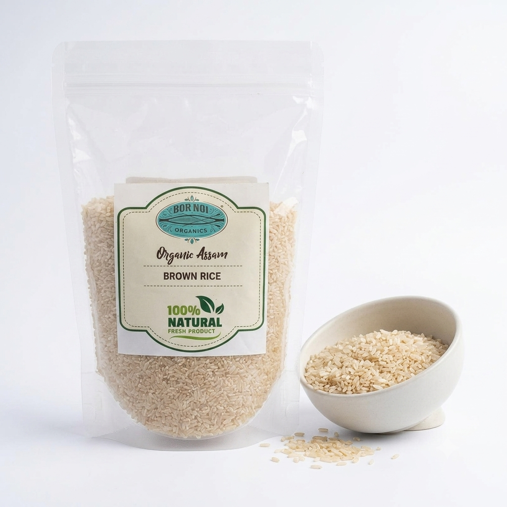 Rice | Aromatic Brown Rice – Straight From The Brahmaputra Valley Farms – The Medicinal Rice From Assam – USDA Organic – BOR-NOI ORGANICS – 1000gm