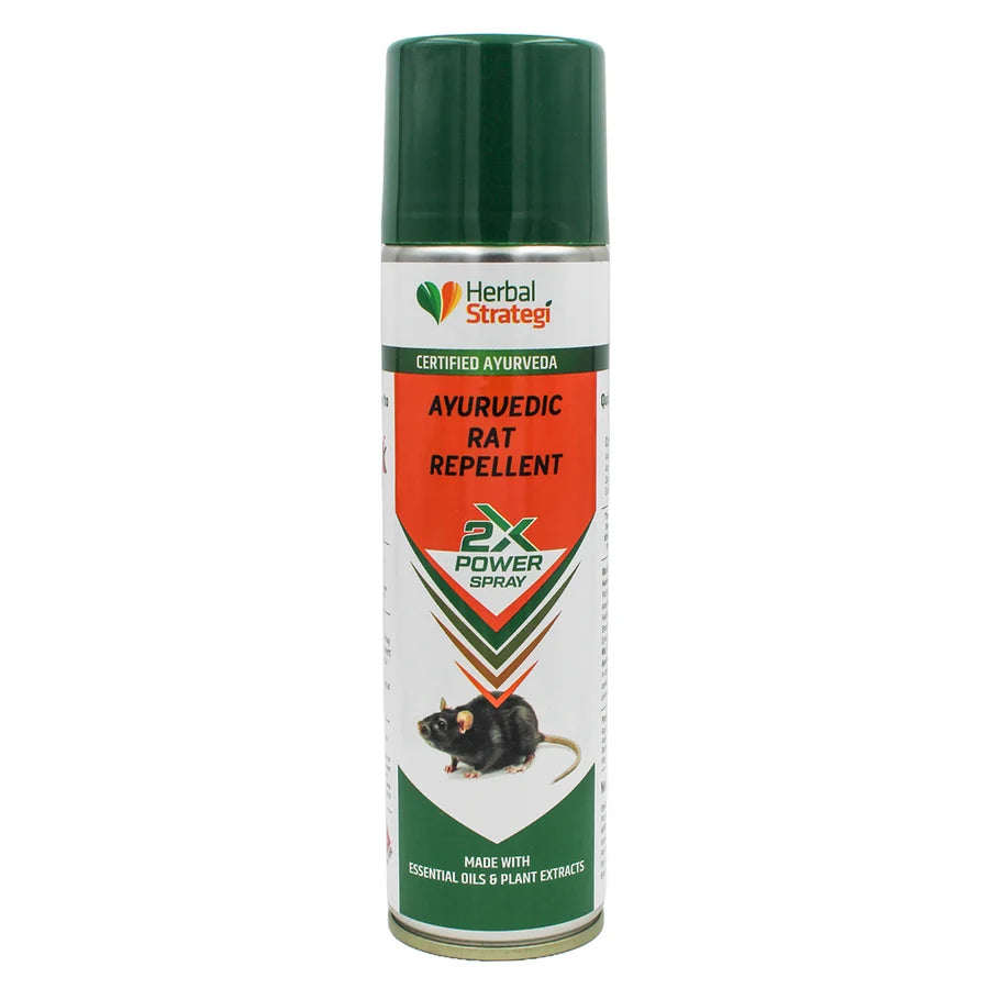 Repellent | Ayurvedic Rat Repellent (2X Power Spray)-Made With Essential Oils &amp; Plant Extracts -100% Herbal Actives - Certified Ayurveda (AYUSH) - Non-Toxic &amp; Eco friendly - No Side Effects , NO CFC - Herbal Strategi - 200ml