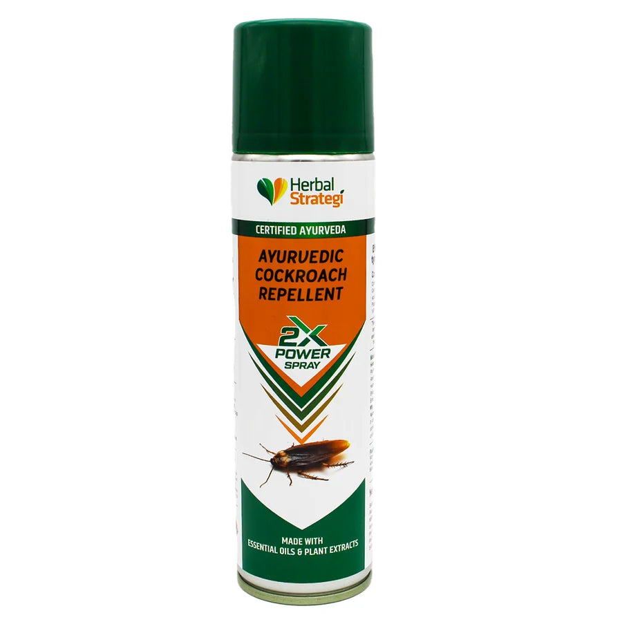 Repellent | Ayurvedic Cockroach Repellent (2X Power Spray)-Made With Essential Oils &amp; Plant Extracts -100% Herbal Actives - Certified Ayurveda (AYUSH) - Non-Toxic &amp; Eco friendly - No Side Effects , NO CFC - Herbal Strategi - 200ml