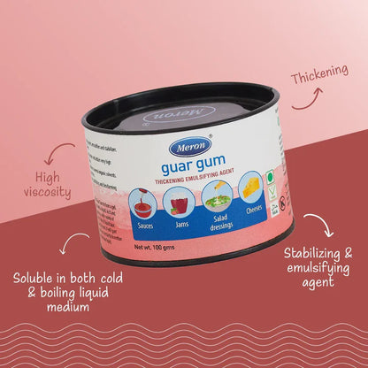Guar Gum | Thickening Emulsifying Agent-Vegan , Gluten Free, 100% Natural - Sauces, Salad Dressings-Zero Preservatives, Colourless, Non GMO- Meron - 100gm