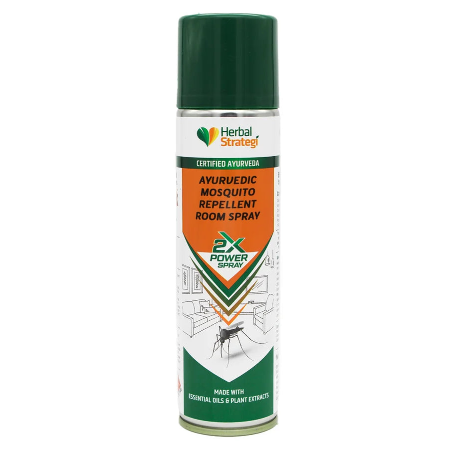 Repellent | Ayurvedic Mosquito Repellent Room Spray  (2X Power Spray)-Made With Essential Oils &amp; Plant Extracts -100% Herbal Actives - Certified Ayurveda (AYUSH) - Non-Toxic &amp; Eco friendly - No Side Effects , NO CFC - Herbal Strategi - 200ml