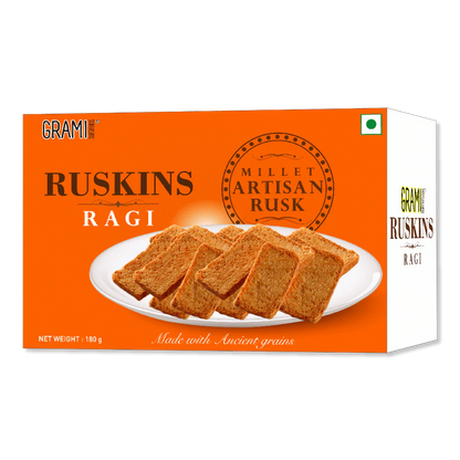 Rusk | Artisan Ragi Rusk - Made With Ancient Grains – No Added Preservatives - Grami Super Foods – 180gm