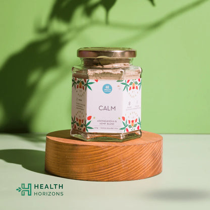 Calm | Ashwagandha &amp;amp; Hemp Blend - Edible Powder Mix – For Stress Relief – Natural – Vegan, Gluten Free, Soy Free &amp;amp; No Additives – Health Horizon – 120gm