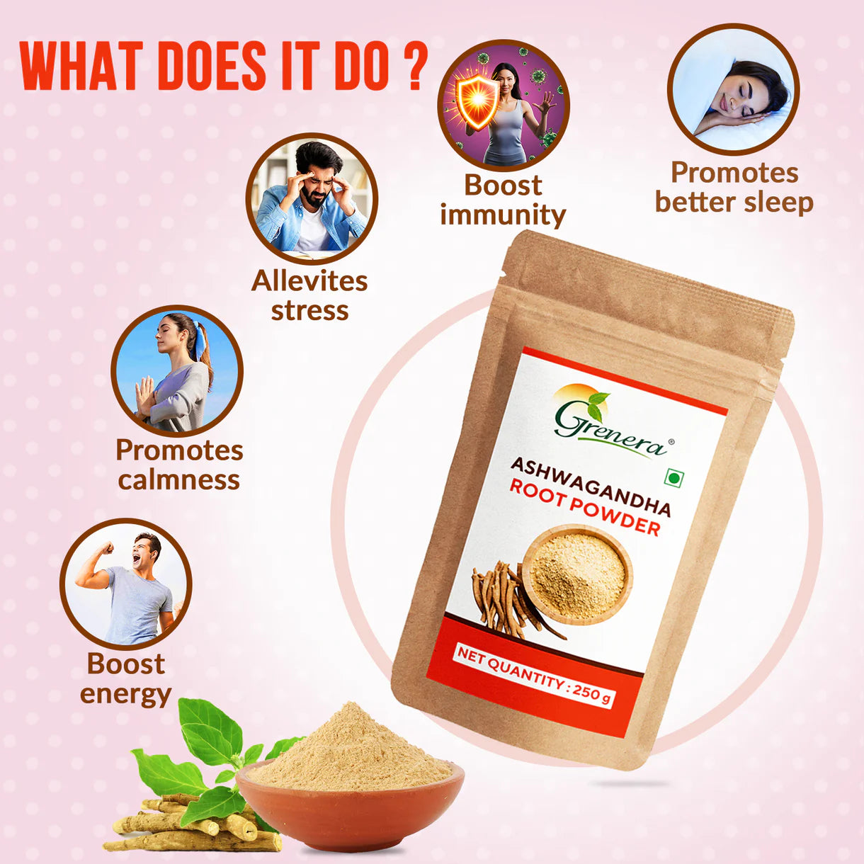 Powder | Ashwagandha Root Powder-No Additives, Preservatives, or Artificial Colours – Grenera – 100gm