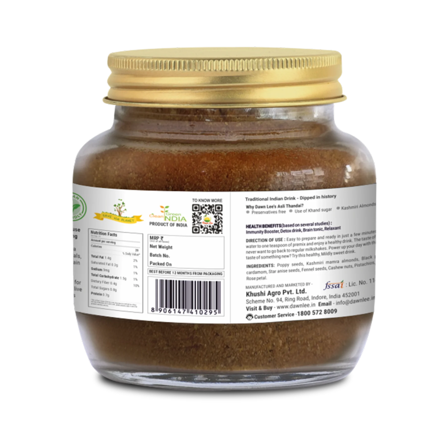 Thandai | Asli Thandai - Vegan, No Added Preservatives &amp; No Artificial Colour Or Flavour - Dawn Lee - 125gm