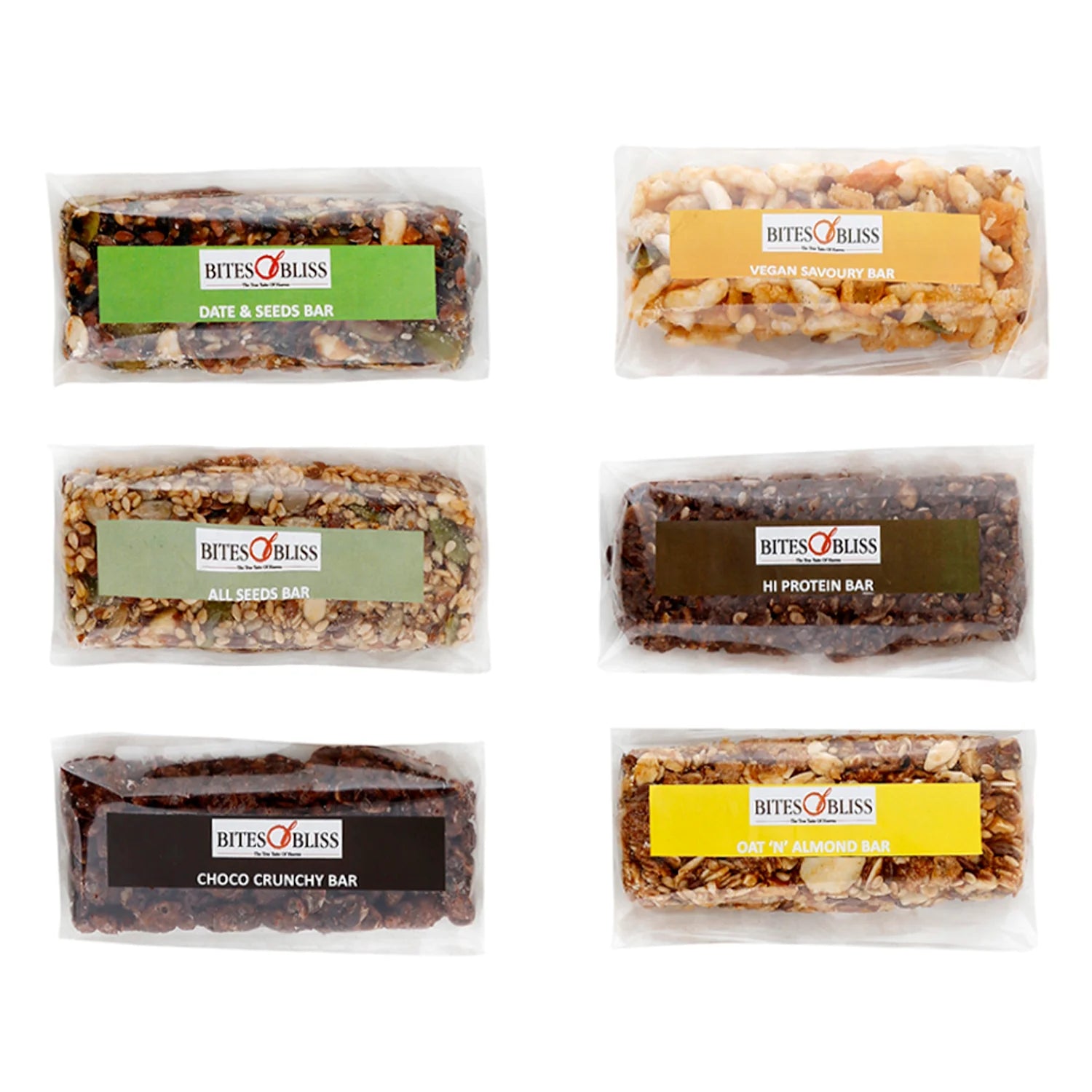 Assorted Energy Bar | Natural - Vegan, Gluten Free, No Added Sugar &amp; Preservatives – Bites Of Bliss – (6pcs) - 149gm