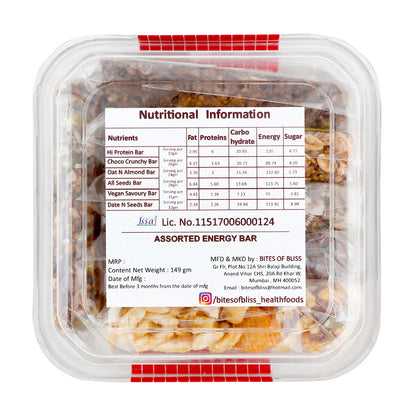 Assorted Energy Bar | Natural - Vegan, Gluten Free, No Added Sugar &amp; Preservatives – Bites Of Bliss – (6pcs) - 149gm