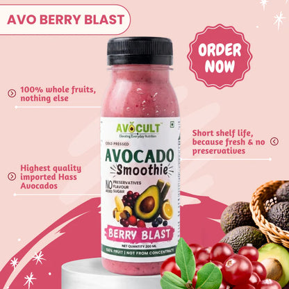 Juice | Avo Berry Blast Smoothie - Summer Drink – Vegan- 100% Fruit Juice-No Added Preservatives, Flavour &amp; Sugar – Avocult – 200