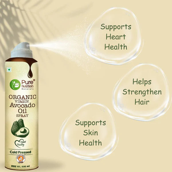 Avocado Oil Spray | Virgin Avocado Oil Spray - Ideal For Salad Dressing, Sauteing, Baking &amp;amp; Frying - Good For Skin - Organic - Cold Pressed - Pure Nutrition - 200ml