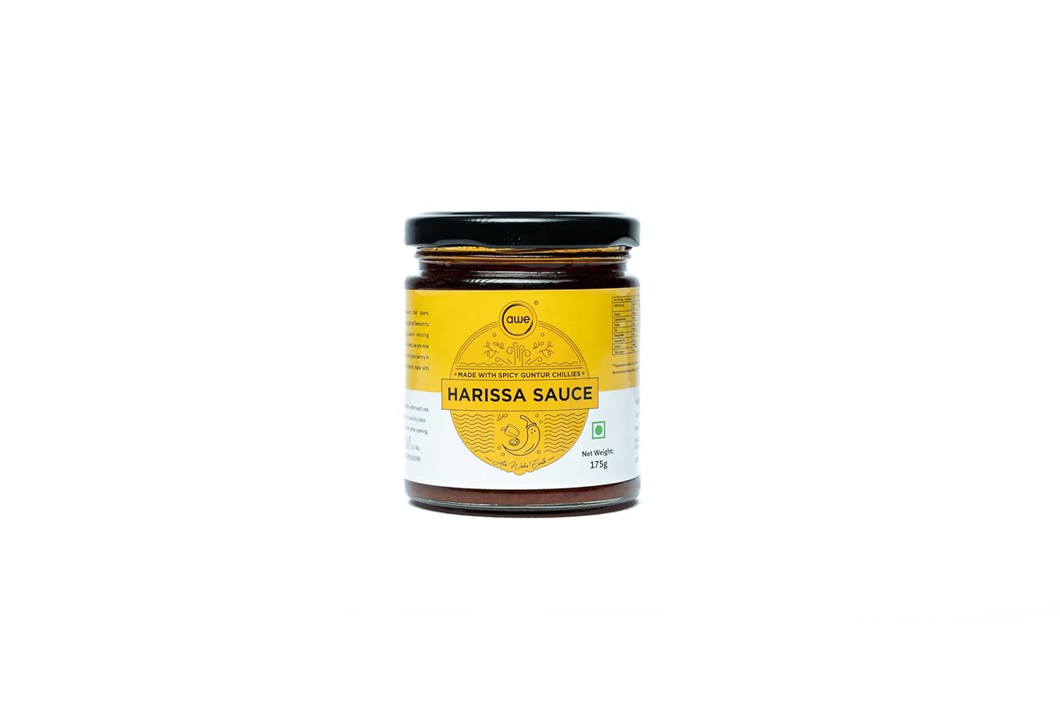 Harissa Sauce | (Made With Spicy Guntur Chillies) - Vegan, No Added Preservatives &amp;amp; No Msg - Awe - 175gm