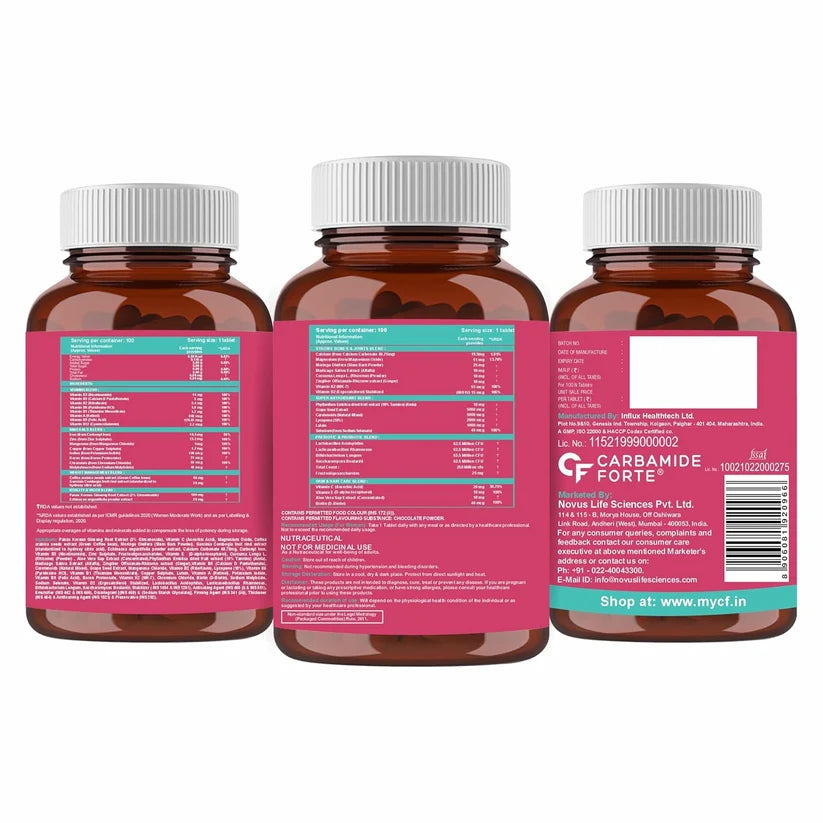 Multivitamin With Probiotics For Women Supports Energy, Skin, Hair, &amp; Digestion Carbamide Forte-60 Tablets