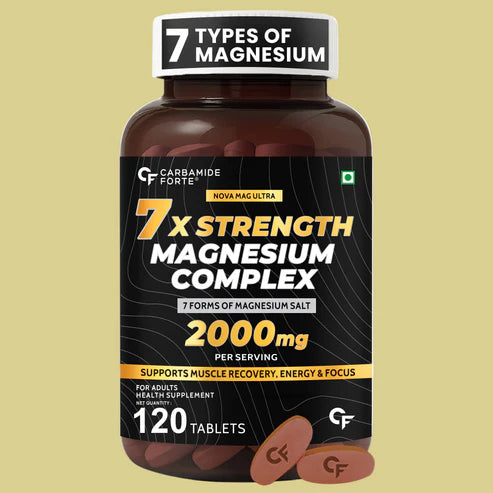 Supplement | 7X Strength Magnesium Supplement (2000mg Per Serving) - Support Muscle Recovery, Energy &amp; Focus - 100% Vegetarian - Gluten Free, Non GMO, Dairy Free, Soy Free &amp;amp; Paraben Free - Carbamide Forte  - 120 Tablets