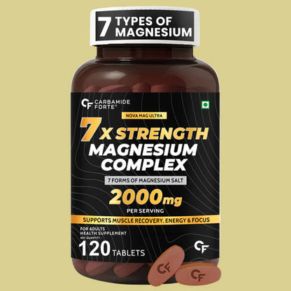 Supplement | 7X Strength Magnesium Supplement (2000mg Per Serving) - Support Muscle Recovery, Energy &amp; Focus - 100% Vegetarian - Gluten Free, Non GMO, Dairy Free, Soy Free &amp;amp; Paraben Free - Carbamide Forte  - 120 Tablets