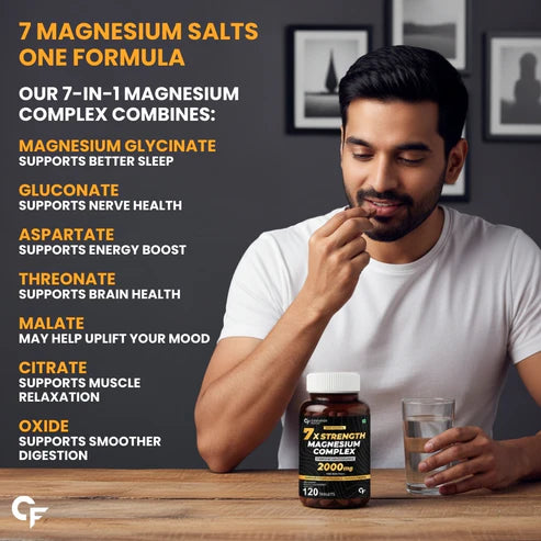 Supplement | 7X Strength Magnesium Supplement (2000mg Per Serving) - Support Muscle Recovery, Energy &amp; Focus - 100% Vegetarian - Gluten Free, Non GMO, Dairy Free, Soy Free &amp;amp; Paraben Free - Carbamide Forte  - 120 Tablets