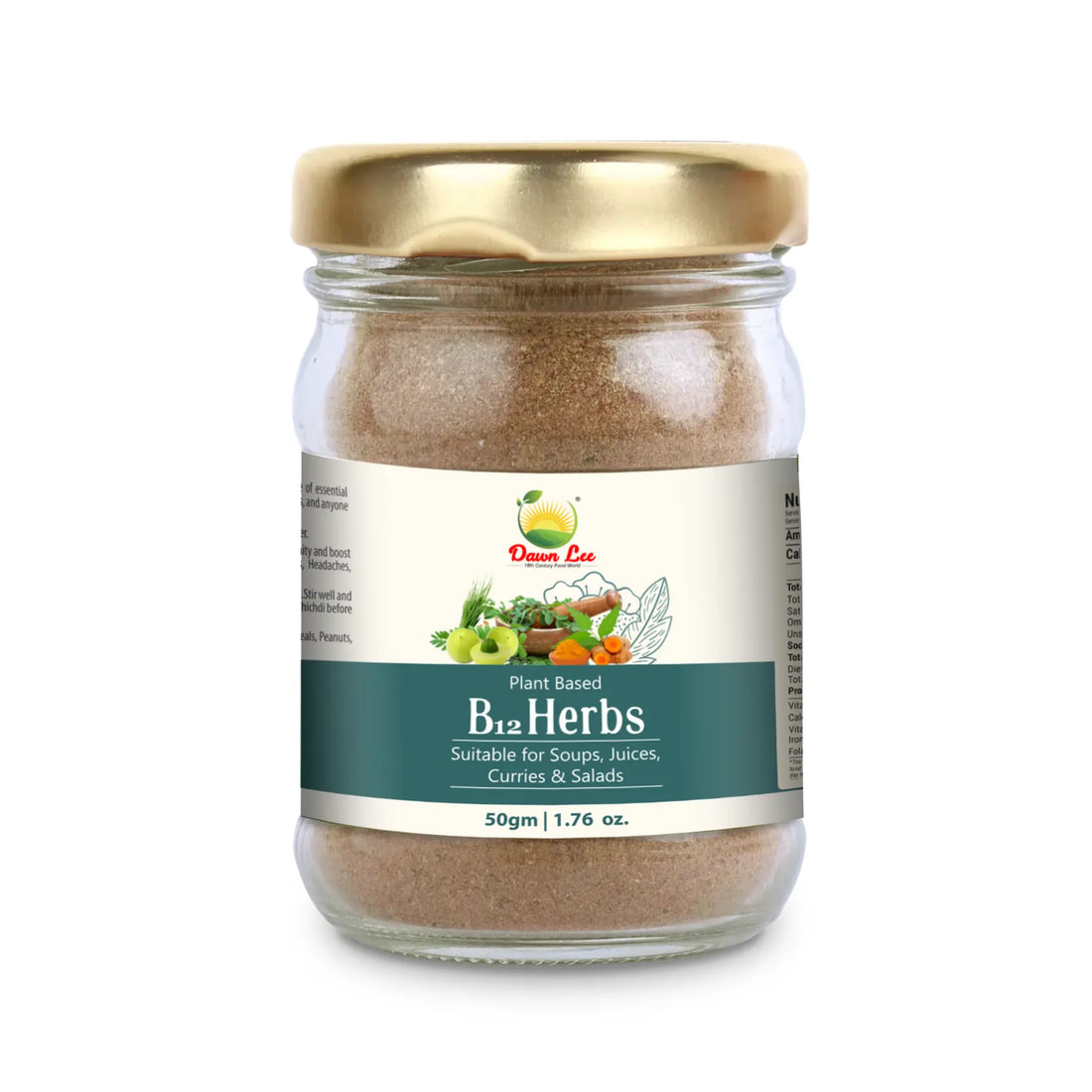 B12 Herbs | Suitable For Soups, Juices, Curries &amp; Salads - 100% Plant Based - Add This To Smoothies, Juices Or Mix Into Soups, Dals, Or Khichdi - No Additives - Dawn Lee - 50gm
