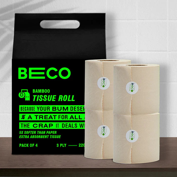 Tissue Roll | Bamboo – Organic – Eco Friendly &amp;amp; Chemical Free – Beco – 3 Ply – (Pack Of 4) – 220 Pulls