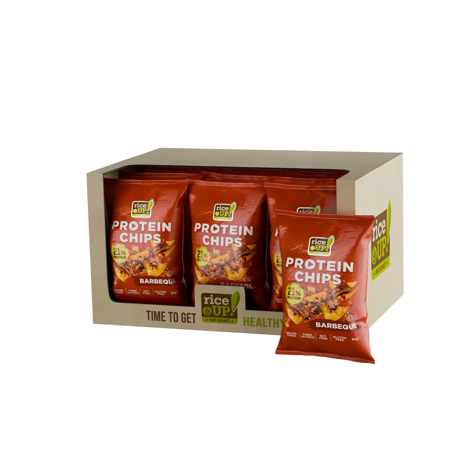 Chips | Protein Barbeque Chips (21% Protein) - Gluten Free, Not Fried &amp;amp; Fibre Source, Soy Free -No Preservatives &amp;  - Riceup - 60gm