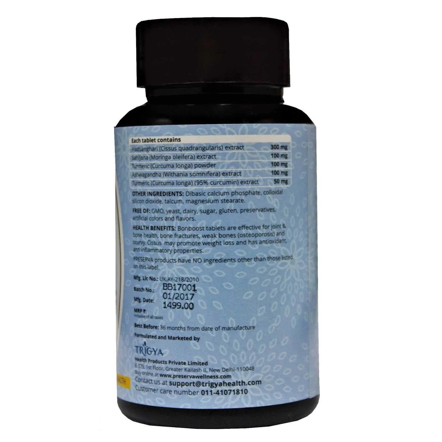 Bonboost | Turmeric, Sahijana And Hadjod - Bone And Joints Health - Preserva - 60 Tablets