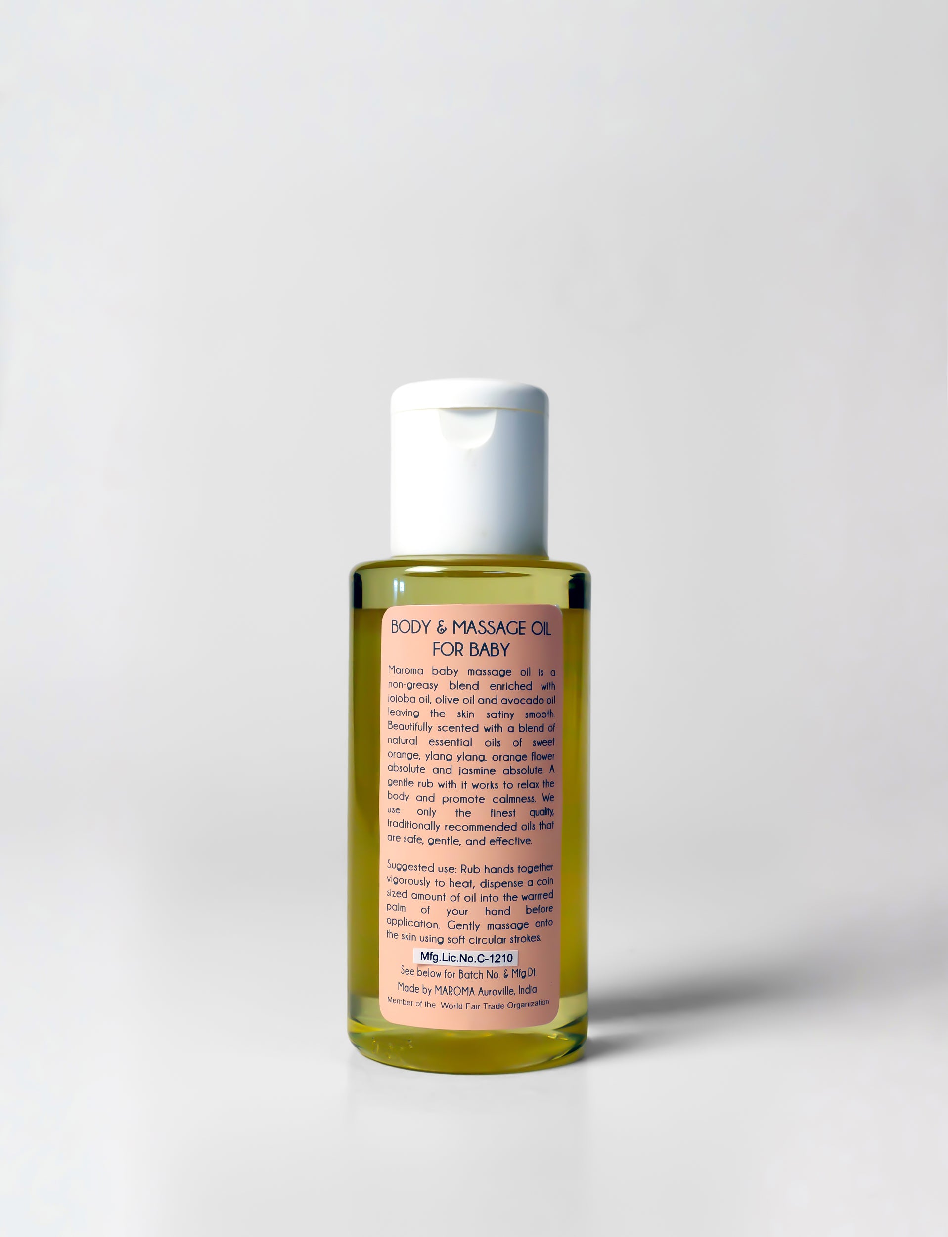 Massage &amp; Body Oil | For Baby (With Organic Jojoba Oil, Organic Olive &amp; Avocado Oil) - Moisturising &amp; Nourishing - 100% Natural - Vegan, Cruelty Free, Palm Oil Free, No Parabens, Silicone, Synthetic Fragrances &amp; No Artificial Color - Maroma - 100ml