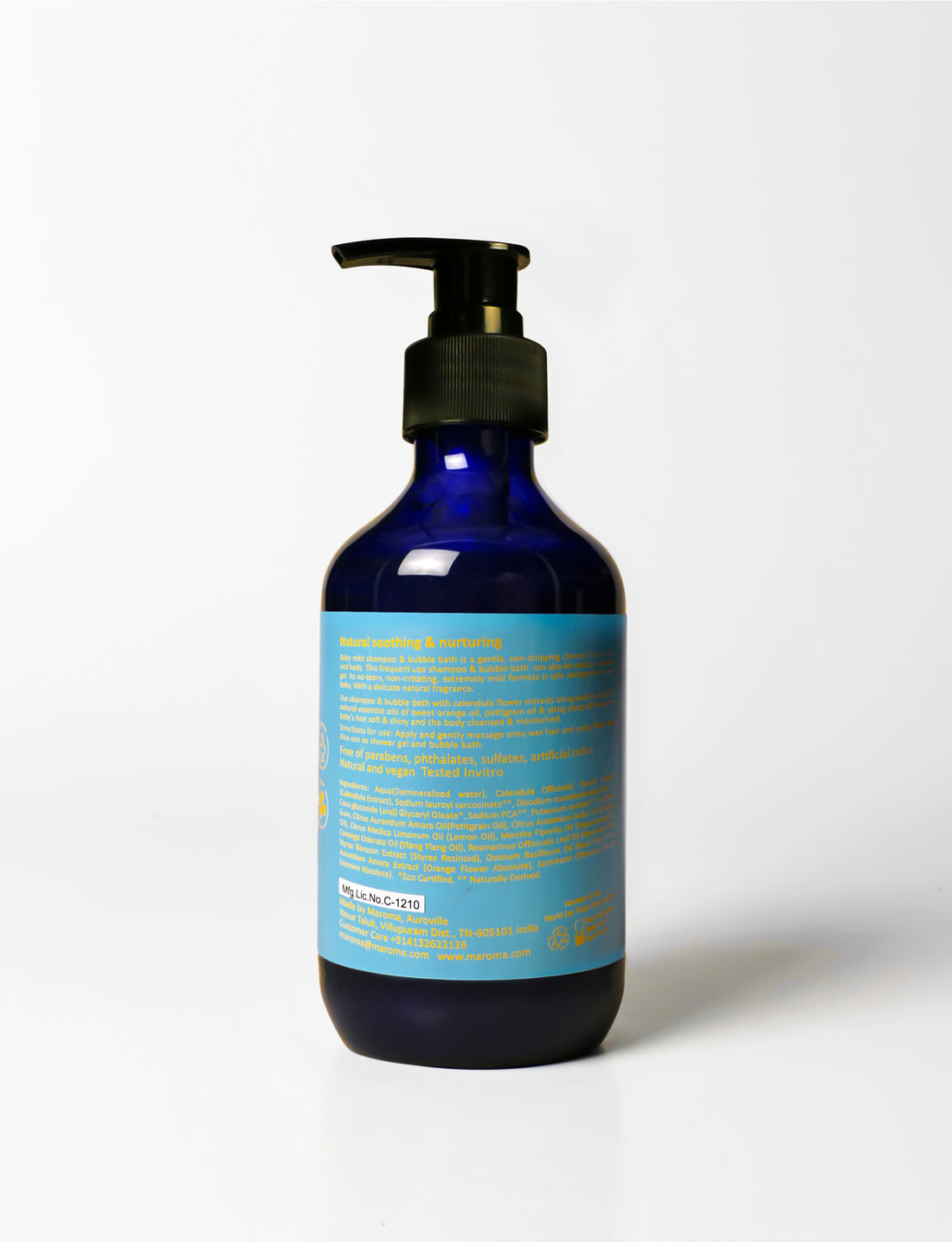Shampoo | Baby Shampoo (With Celendula Flower Extract) - Mild Shampoo &amp; Bubble Bath - Soothing &amp; Nuturing - 100% Natural - Vegan, Cruelty Free, Palm Oil Free, No Parabens &amp; No Synthetic Fragrances - Maroma - 100ml