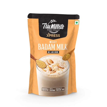 Badam Milk Powder | Millet (Mix And Drink) - High In Calcium, Cholesterol Free, Trans Fat Free, Rich Source Of Protein &amp;amp; Iron - TruMillets - 200gm