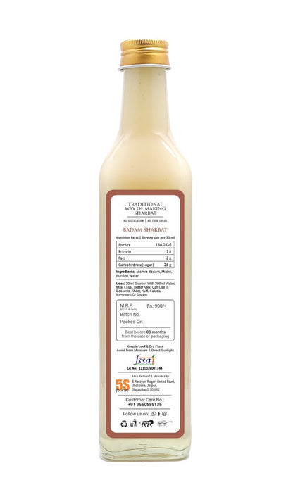Sharbat | Badam – Taste Of Rajputana - No Added Artificial Colors, Distillation &amp;amp; No Added Preservatives – 5S Farm – 700ml