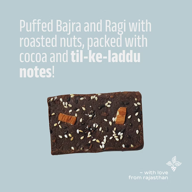 Bar | Bajra-Ragi Cocoa-Sesame Bar- No Added Preservatives &amp; No Refined Sugar - maati - 52gm