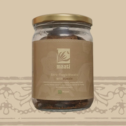 Biscuits | Bajra Phogla Biscuits with Ajwain - No Added Preservatives &amp; No Refined Sugar - maati - 180gm