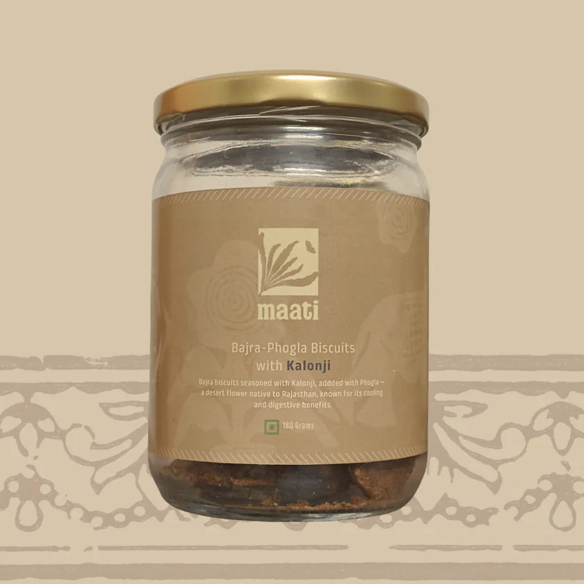 Biscuits | Bajra Phogla Biscuits with Kaliya Jeera (Kalonji)  - No Added Preservatives &amp; No Refined Sugar - maati - 180gm