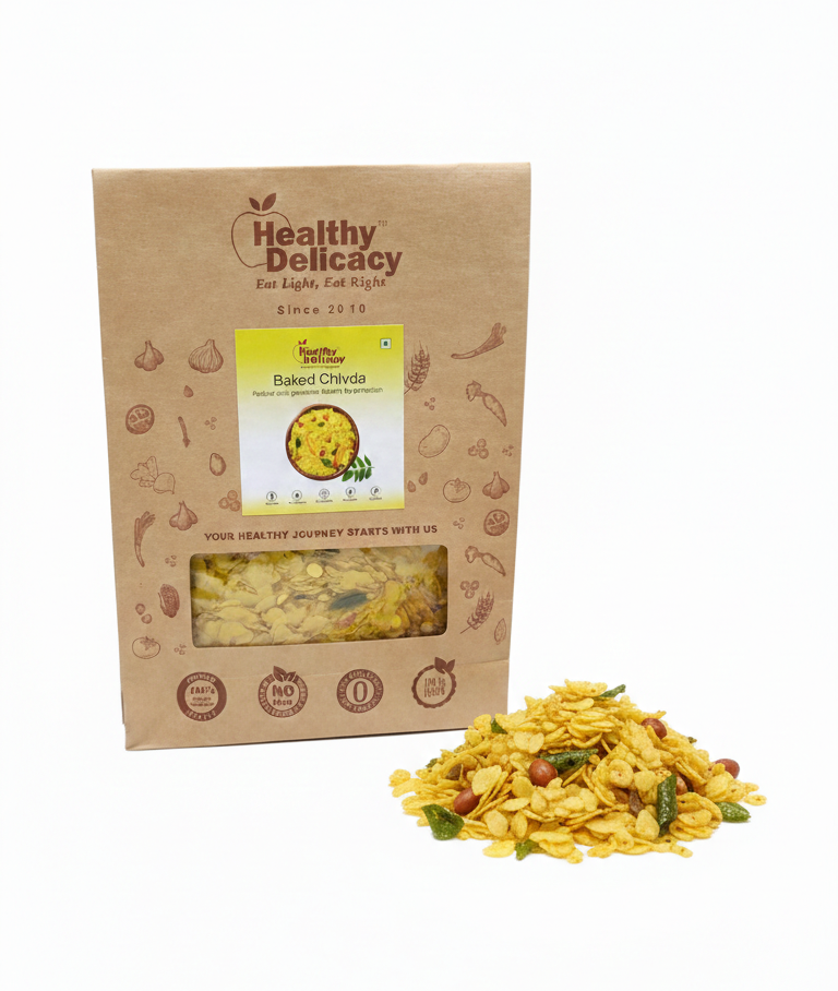 Chivda | Baked Chivda- Gluten Free, Vegan- No Added Preservatives, Zero Cholesterol, No Trans Fat and No MSG  -  Healthy Delicacy - 250gm