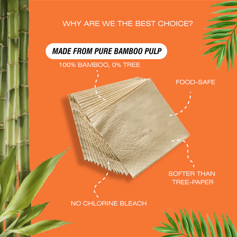Bamboo Napkins | Sustainable Bamboo Serving Napkins - Beco - 50 Pieces