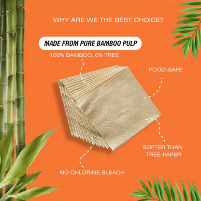 Bamboo Napkins | Sustainable Bamboo Serving Napkins - Beco - 50 Pieces